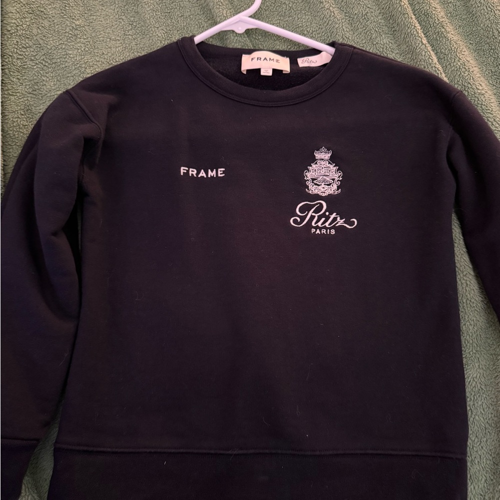Frame Black Sweatshirt with White Crest